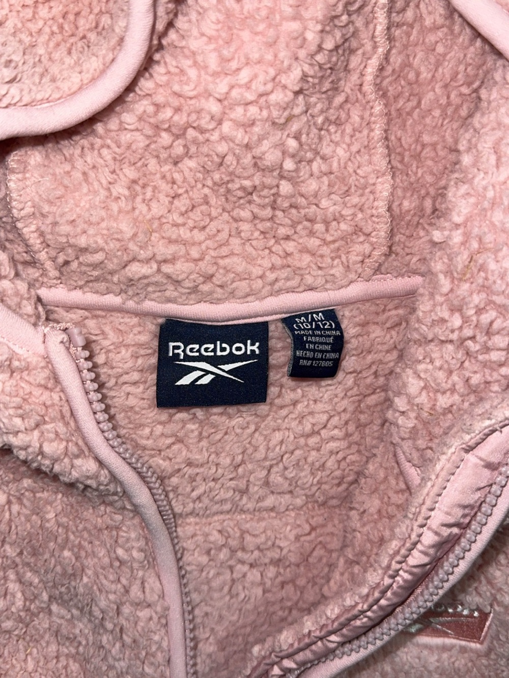 Reebok Pink Sherpa Fleece Full-Zip Hoodie